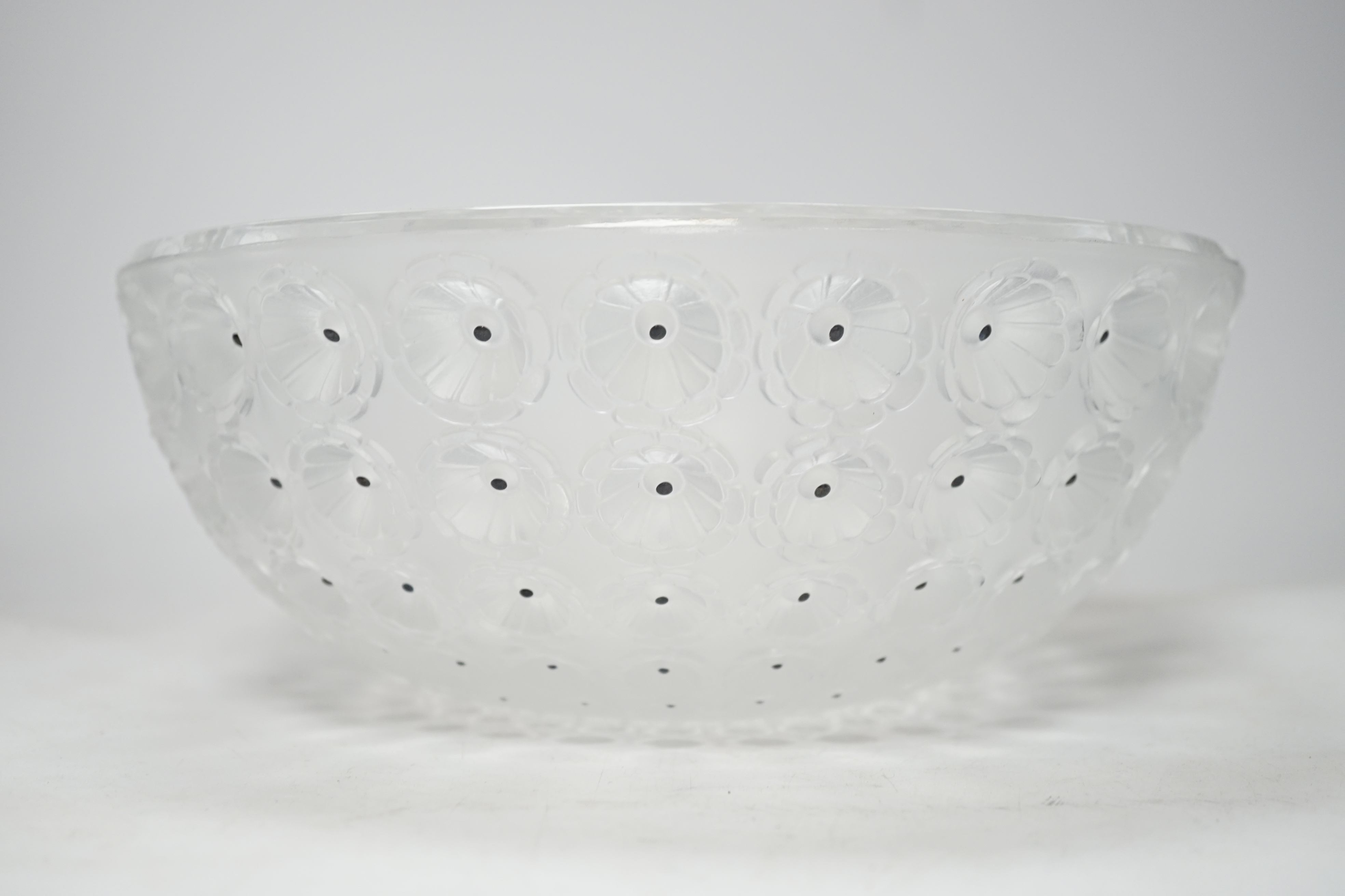 A Lalique Nemours pattern large centre bowl with box, signed to the base, 25cm in diameter